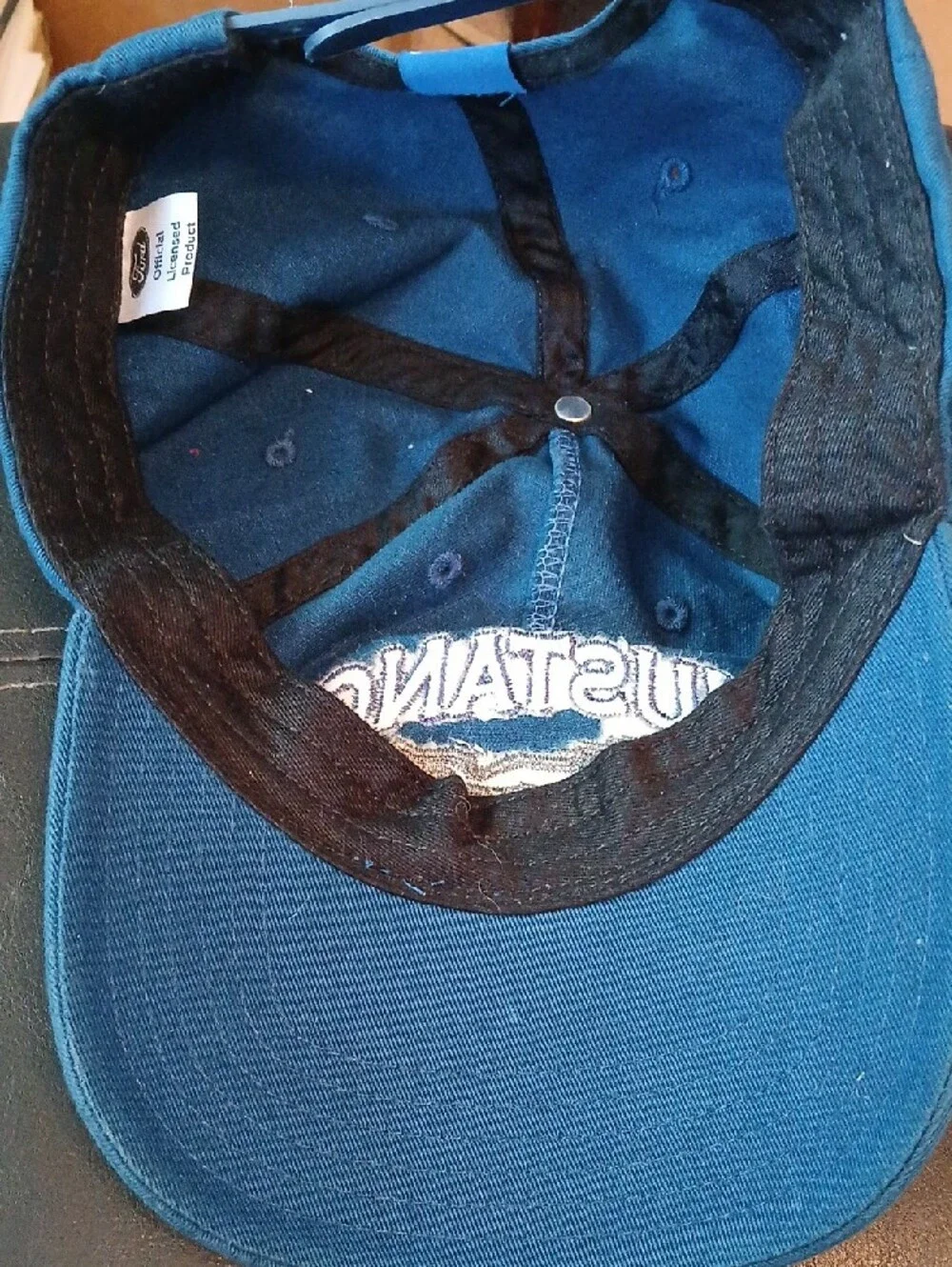Ford Mustang Navy Blue Embroidered Baseball Cap Hat Adjustable Snap Back CLEAN!!
